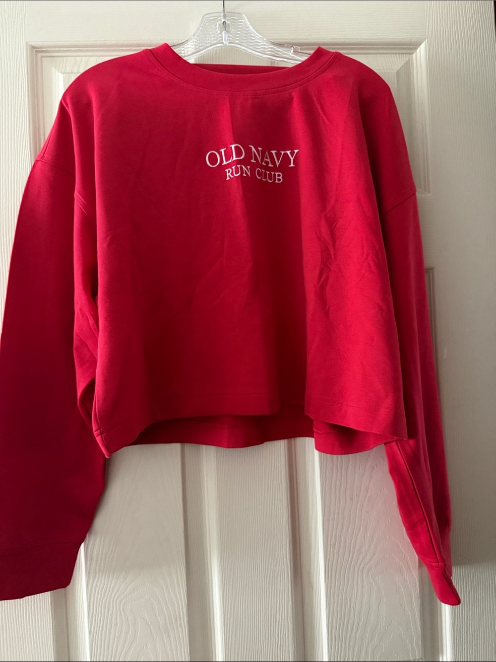 Old Navy Red Cropped 'Run Club' Sweatshirt